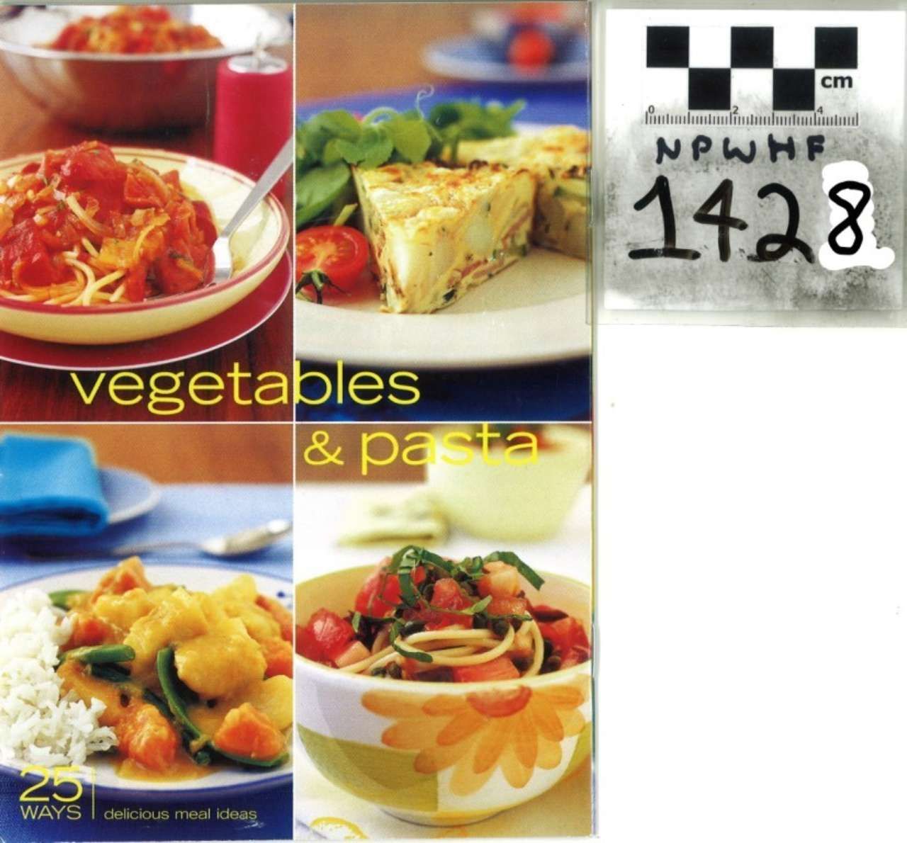 Collage of vegetable and pasta dishes with “vegetables & pasta” text and a numbered label card