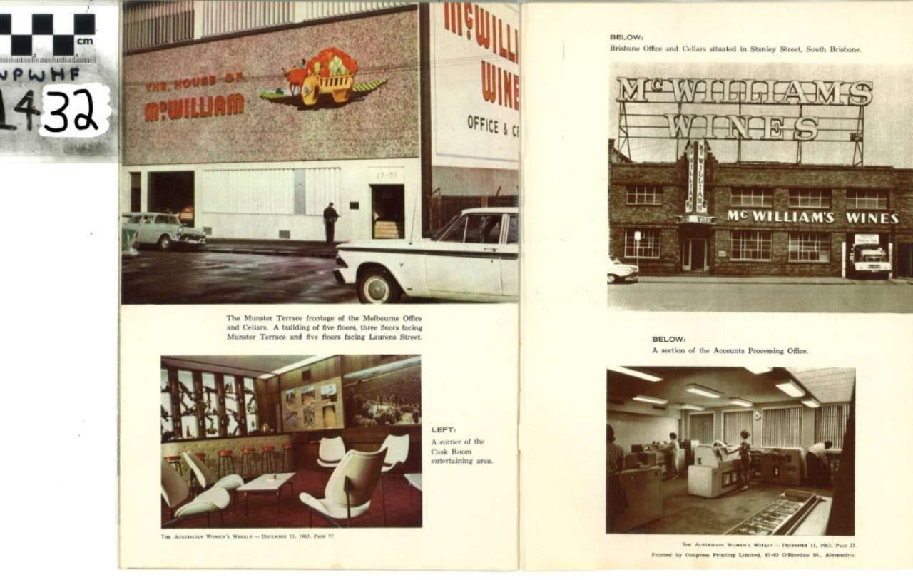 Collage of black-and-white storefront and interior photos on a cream background