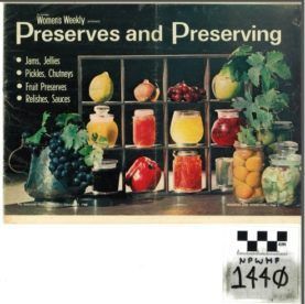 Book cover titled “Preserves and Preserving” with colorful jars of jams, jellies, and fruit preserves.
