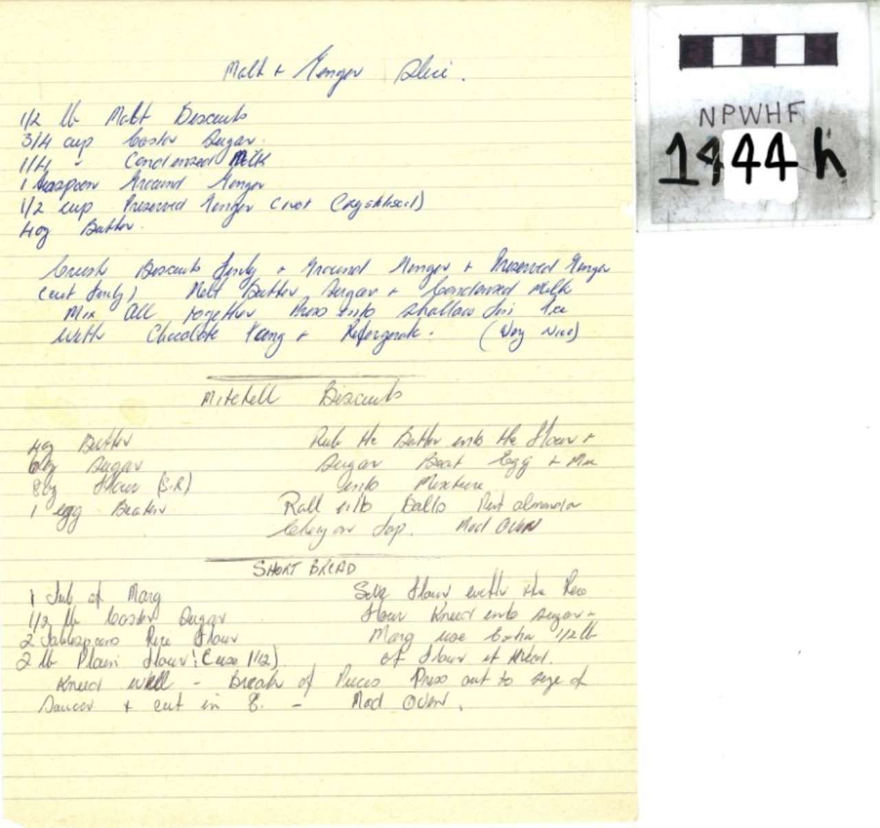 Handwritten genealogy notes on yellow paper beside a small black-and-white document label reading “1494 h”