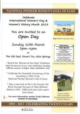 Open house flyer for National Pioneer Women’s Hall of Fame, with event details and exhibit highlights