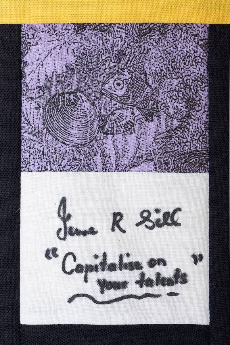 Signed art print with a sketchy animal face and handwritten text reading “Captains on your heads”