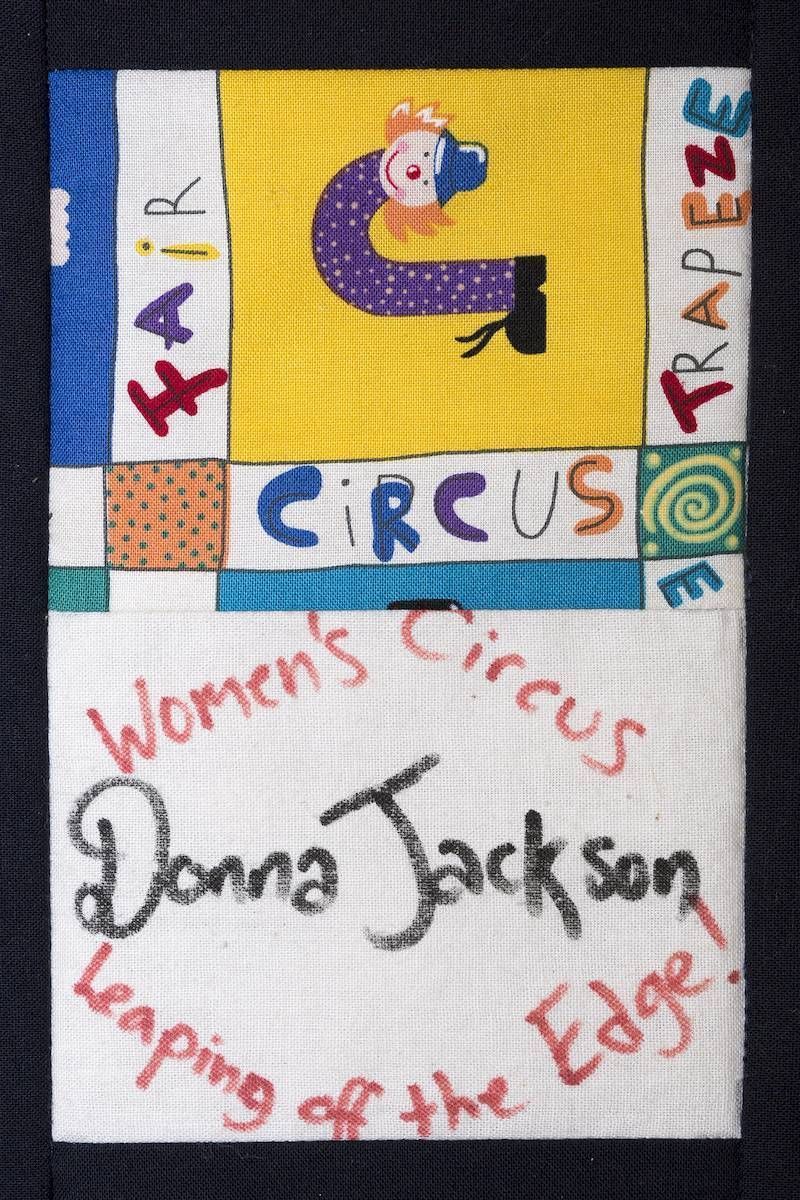 Colorful handmade poster for a women’s circus featuring the name “Donna Jackson” and “Leap of the Edge”