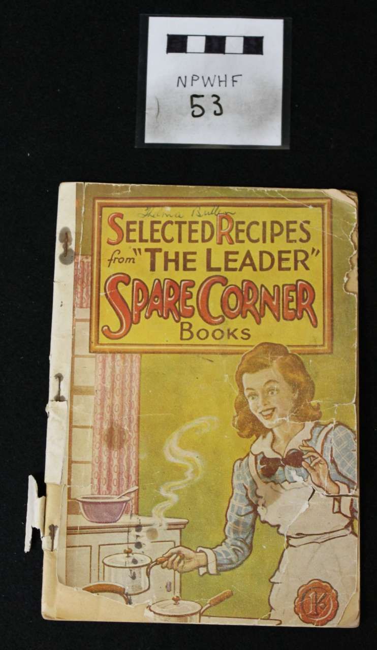 Two book covers stacked vertically, one for “Selected Recipes” and one for “The Leader in Spare Corner Books”