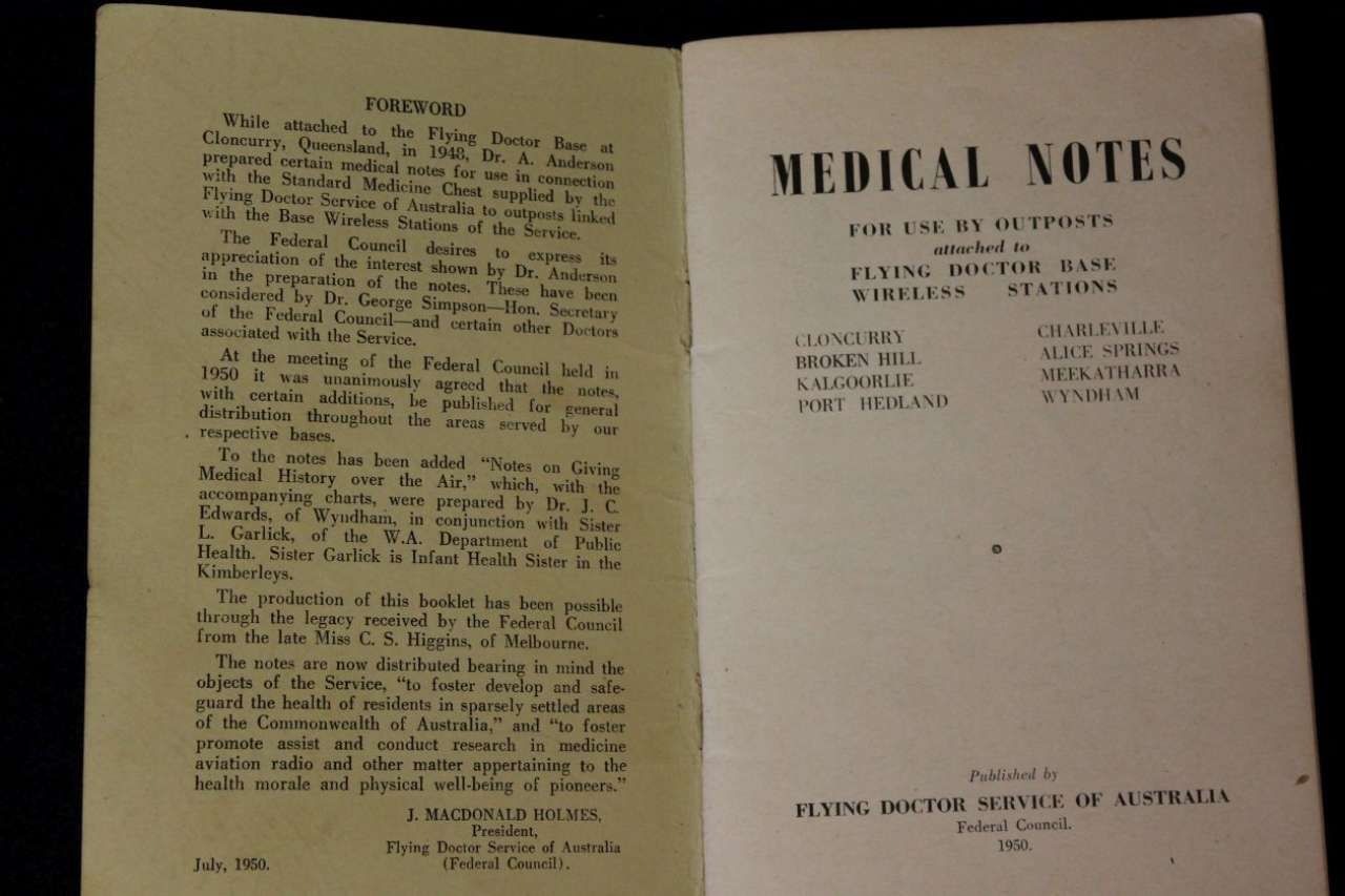 Open book showing the title page “Medical Notes” on the right and handwritten notes on the left.