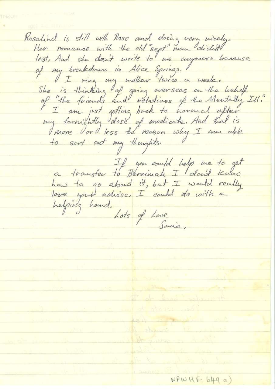 Handwritten note on lined paper, faint ink on a yellowed page.