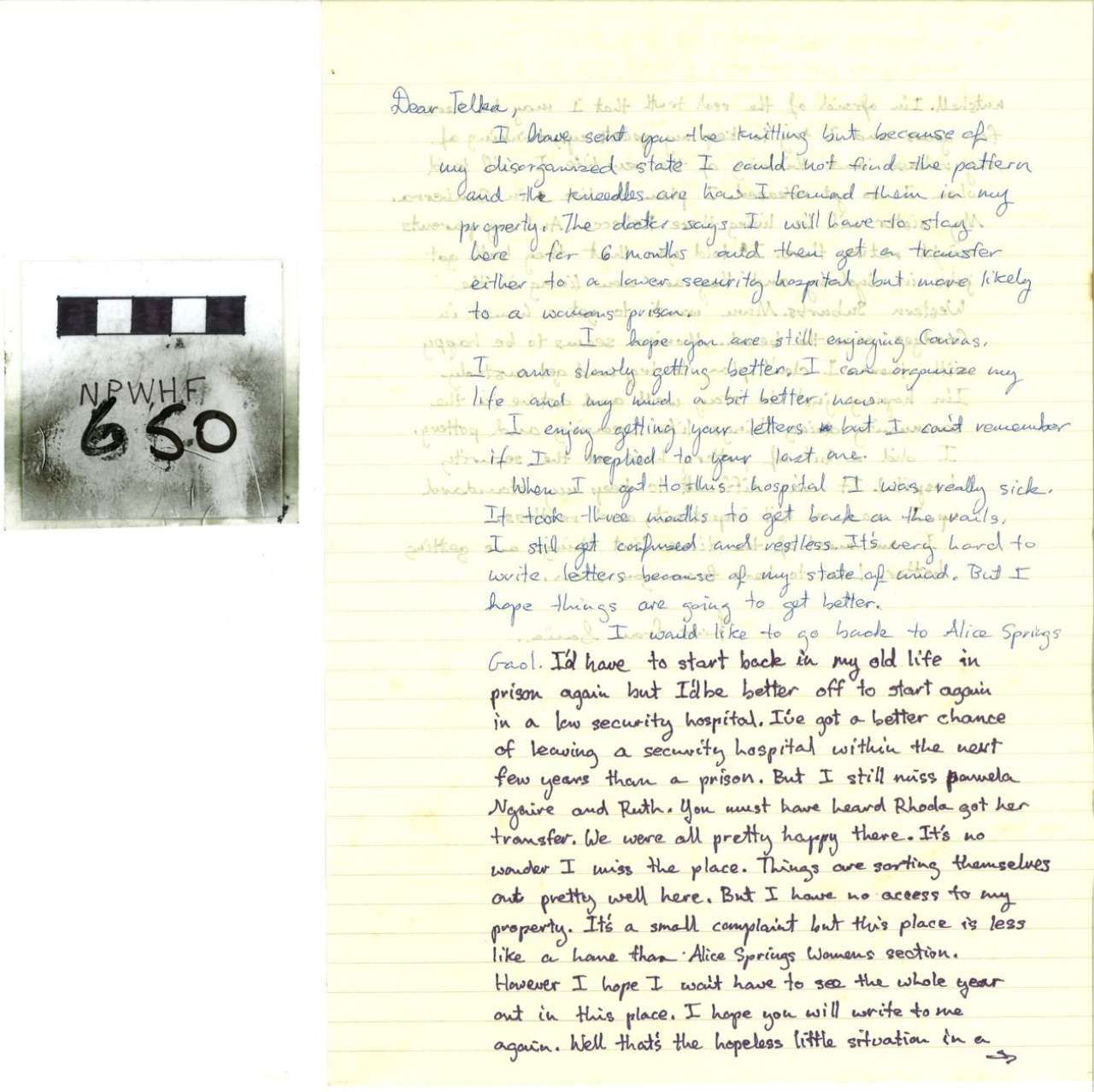 Handwritten note beside a small grayscale marked sample labeled “650”