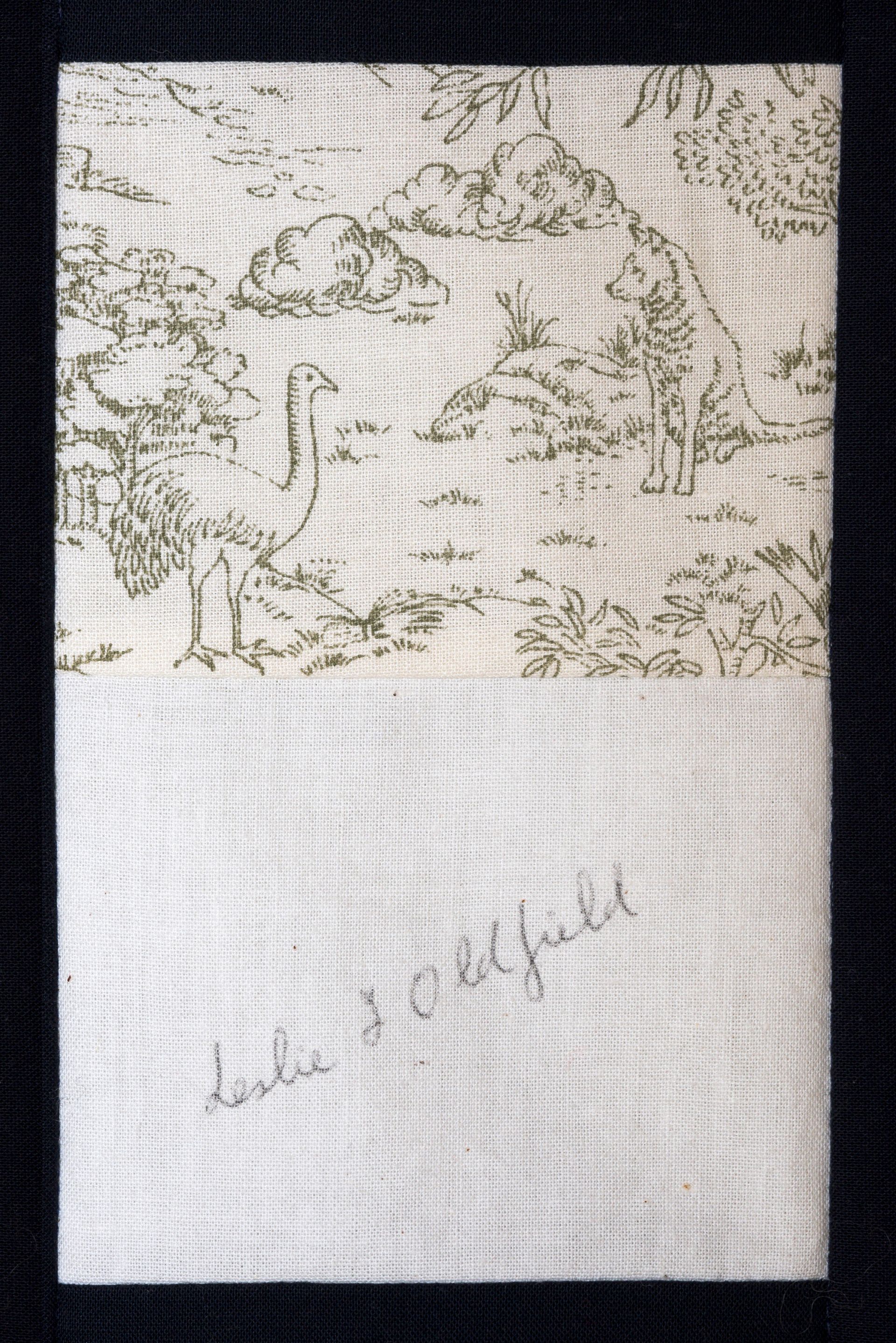 A white paper with cursive handwriting and a faint green floral pattern on top, clipped against a black background