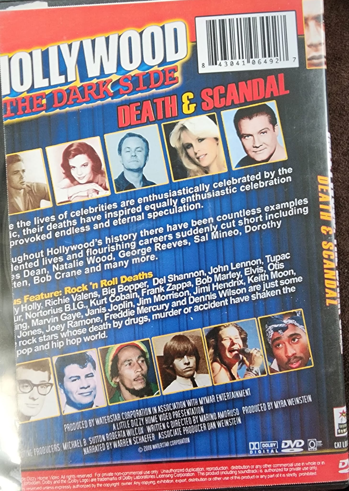 Movie cover for “Hollywood: The Dark Side,” with blue background and multiple celebrity portraits