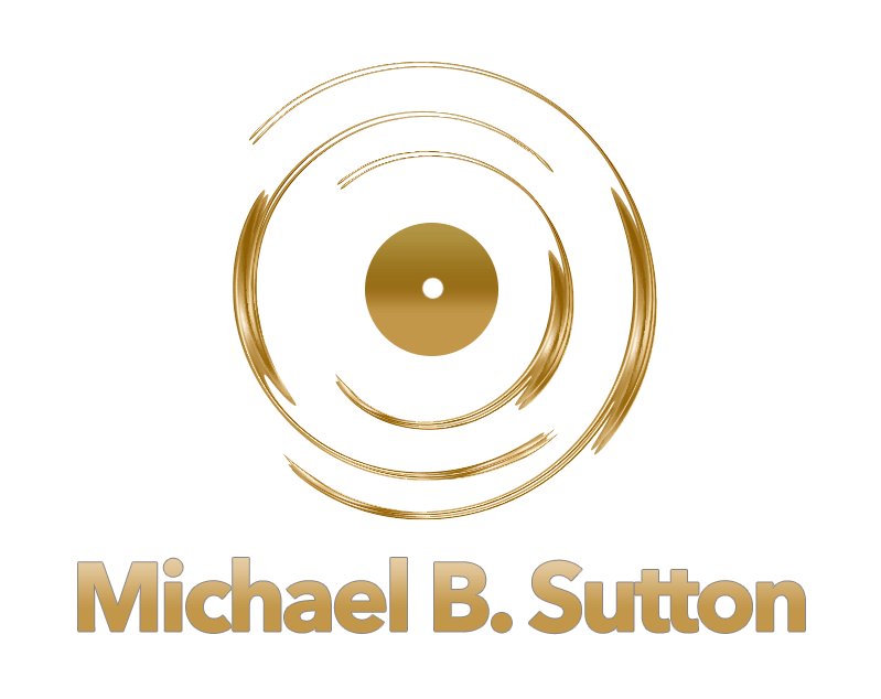 Gold circular logo with “Michael B. Sutton” in gold text below