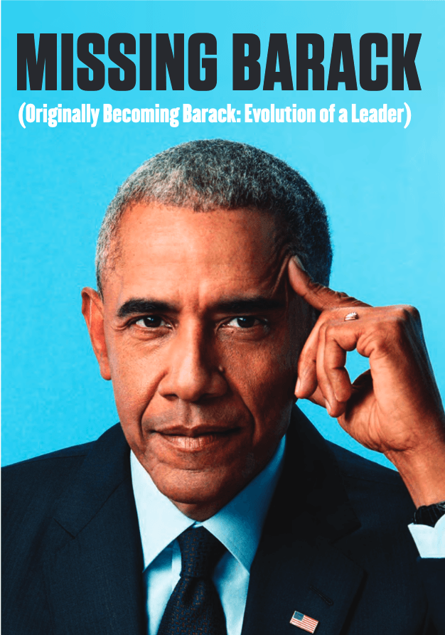 Missing Barack cover with Barack Obama portrait on a blue background, hand to temple, title at top.