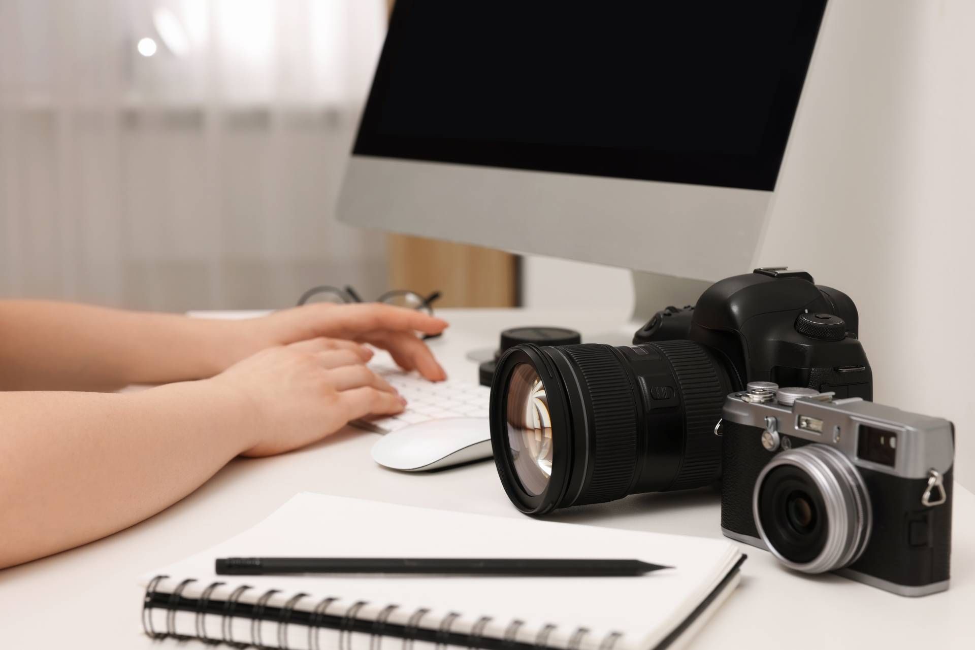 camera on the table 
