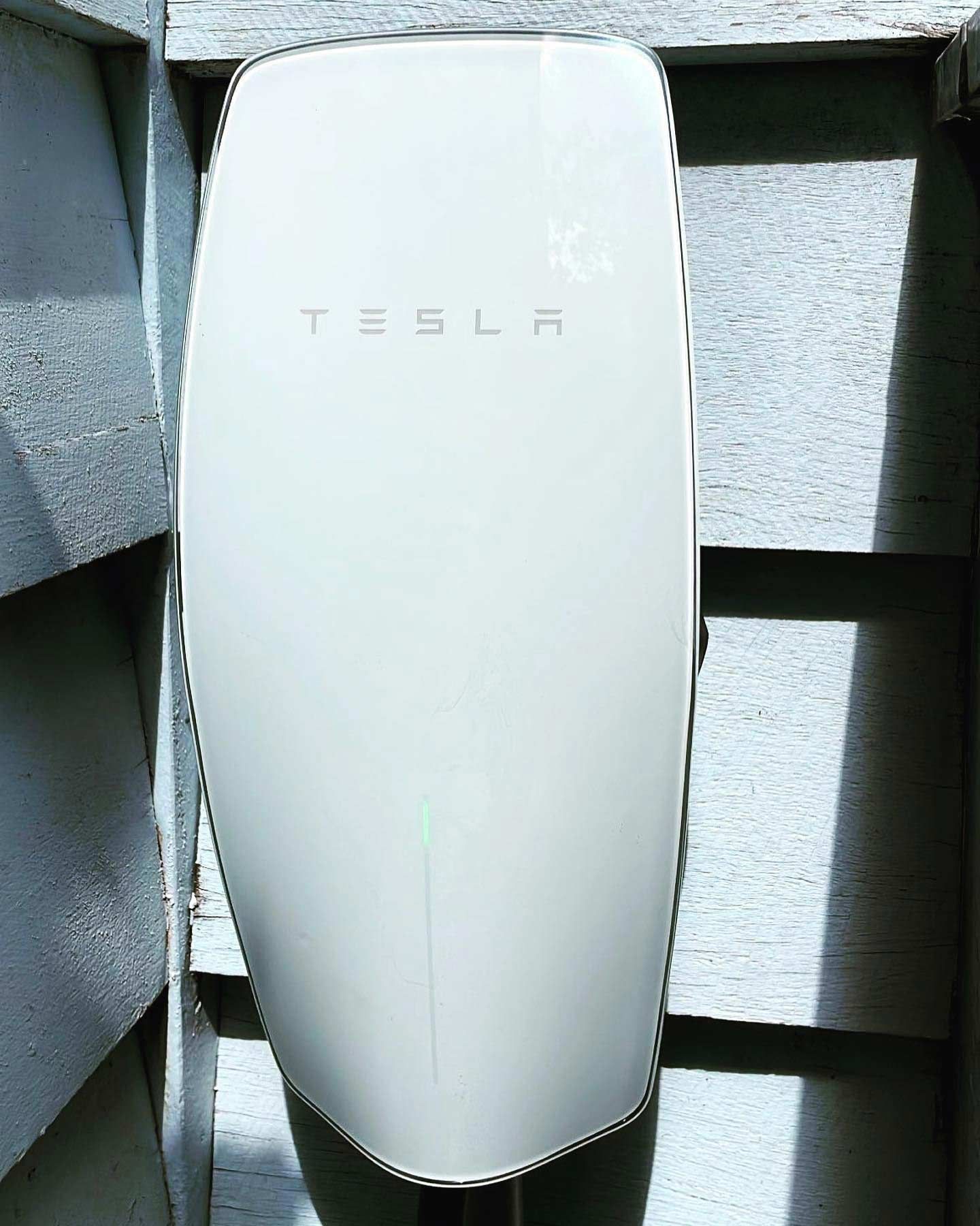 White Tesla Wall — TB Electrical & Communications in West Gosford, NSW