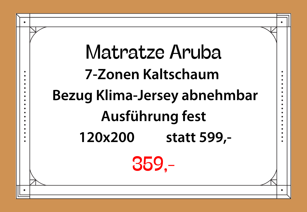 Anzeige für eine Matratze: „Matratze Aruba“ mit 7-Zonen-Kaltschaum, abnehmbarem Klima-Jersey-Bezug, 