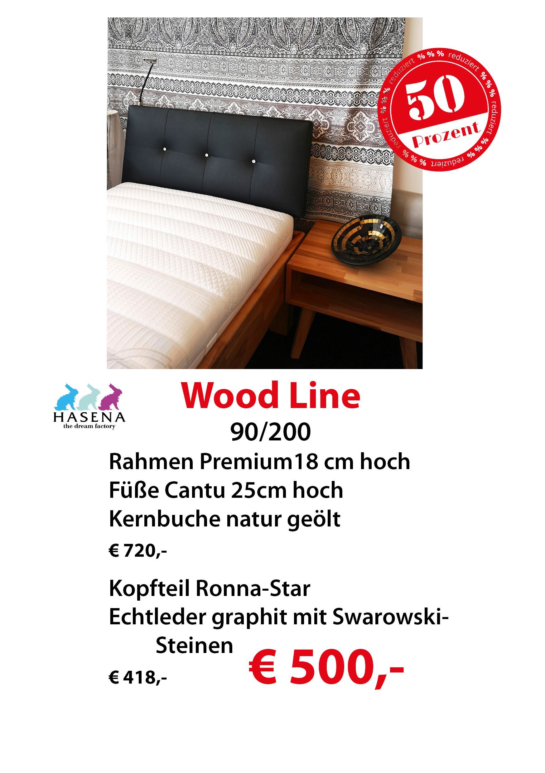 Schlafzimmerset mit Bettrahmen, Kopfteil und Nachttisch, zum reduzierten Preis angeboten.