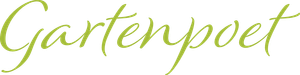Gartenpoet-Logo in olivgrüner Schreibschrift auf weißem Hintergrund