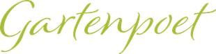 Gartenpoet-Logo in olivgrüner Schreibschrift auf weißem Hintergrund