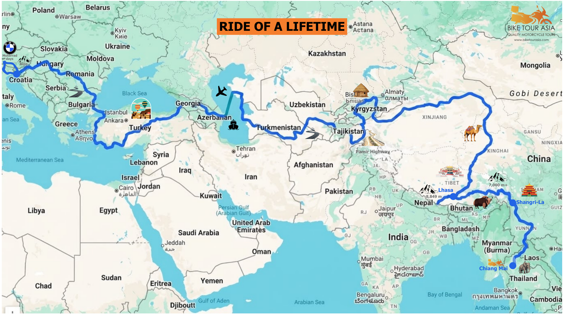 Bike Tour Asia Ride Of A Lifetime Map