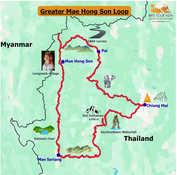 The Greater Mae Hong Son Loop Tour Map
