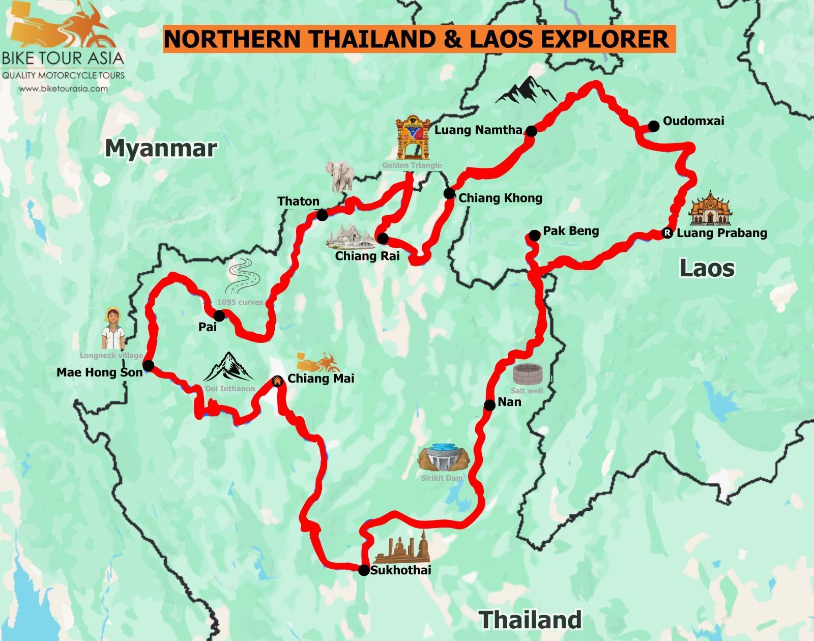 Northern Thailand & Laos Explorer BTA Map