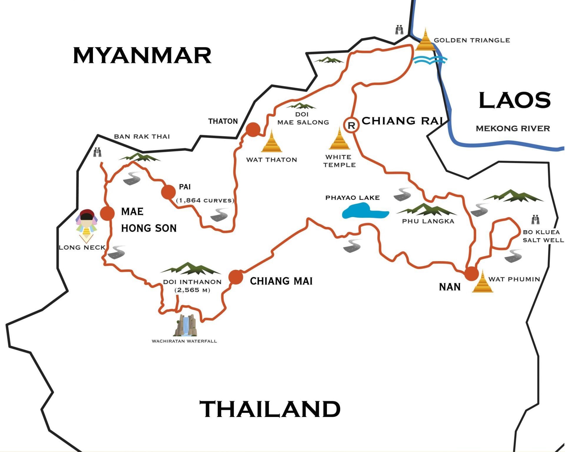 amazing lanna self guided 8 days tour map