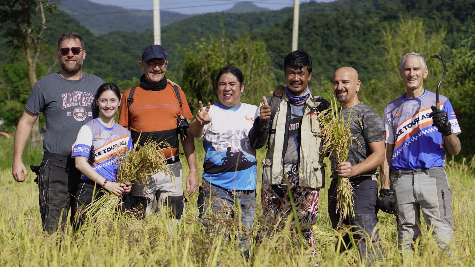 BTA's Guests Group in Rice Field in Laos
