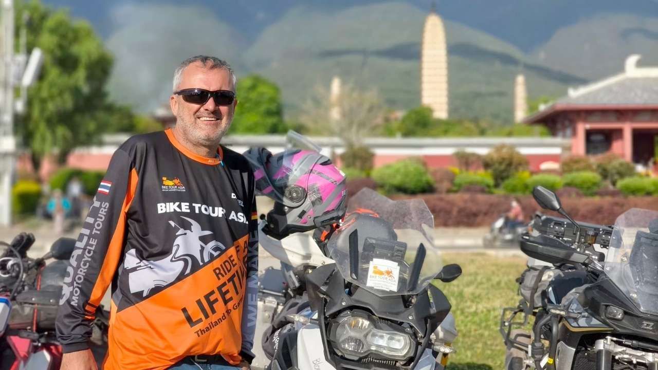 daniel with the bike in china