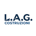 Logo LAG Costruzioni in blu scuro su sfondo bianco.