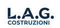 Logo LAG Costruzioni in blu scuro su sfondo bianco.