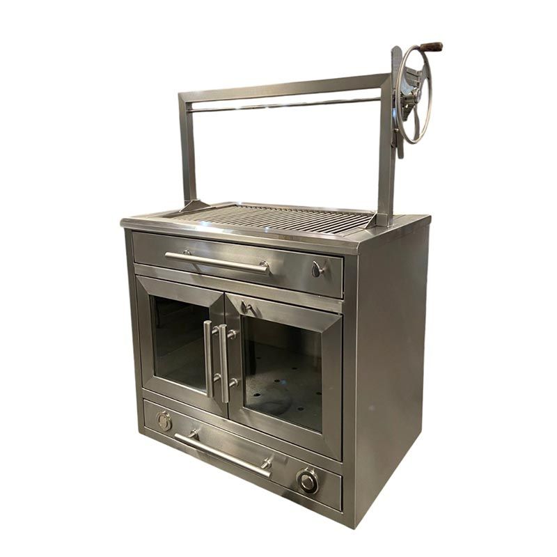 ASADOR CON HORNO Y SISTEMA DE ELEVACIÓN CON VOLANTE