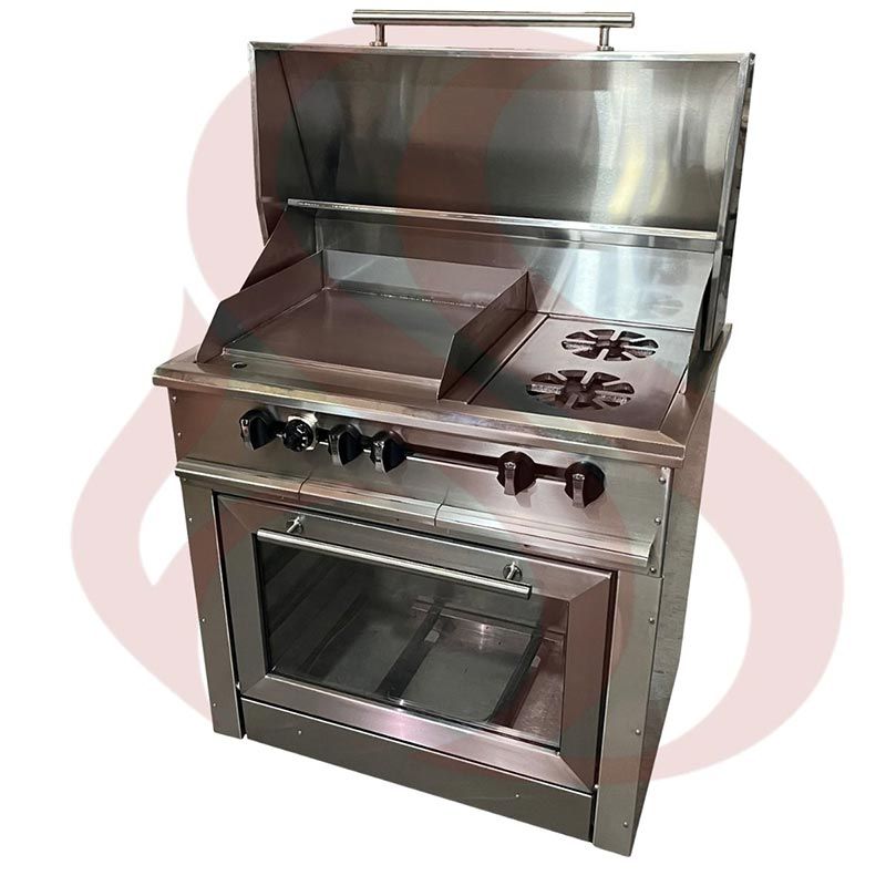 HORNO CON PLANCHA Y 2 HORNILLAS CON TAPA