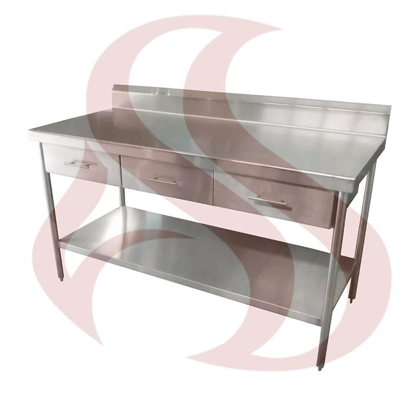 MESA A PARED CON 3 CAJONES SUPERIORES Y ENTREPAÑO