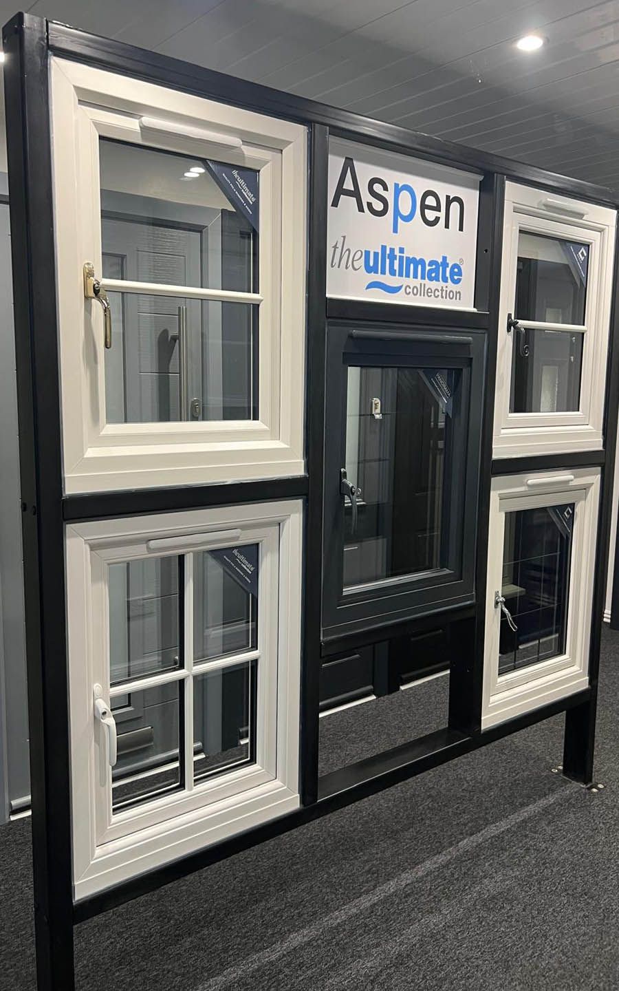 Aspen Home Improvements winows and doors at our showroom.