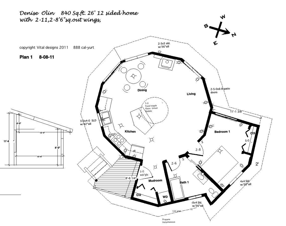 Black-and-white architectural floor plan with a circular central space and labeled rooms around it.