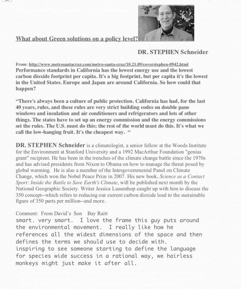 Black-and-white newspaper clipping with a headshot and article text about Dr. Stephen Schneider.