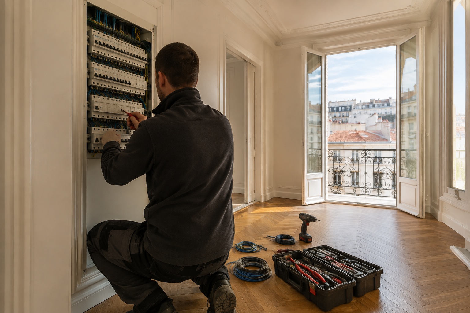 Électricien en intervention
