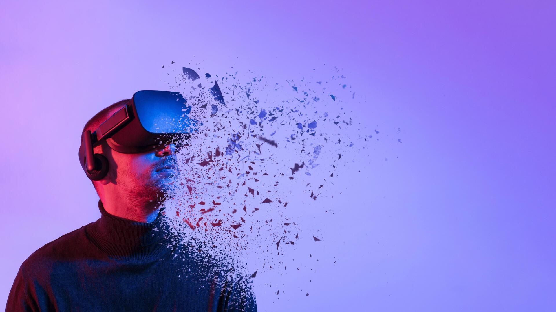 Descomposición de la persona que usa gafas vr Descomposición de la persona que usa gafas vr