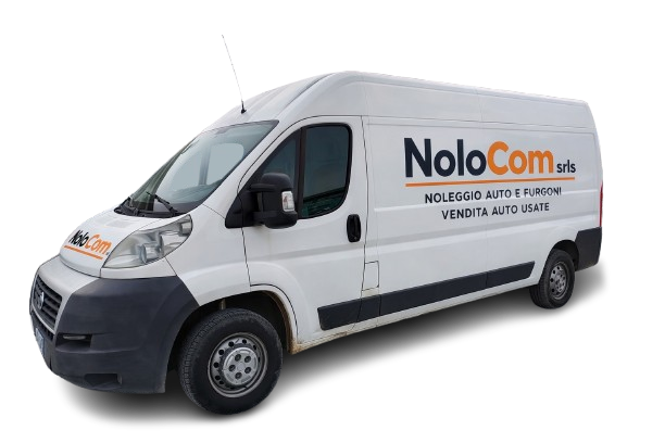 Furgone cargo bianco NoloCom con logo aziendale su sfondo bianco.