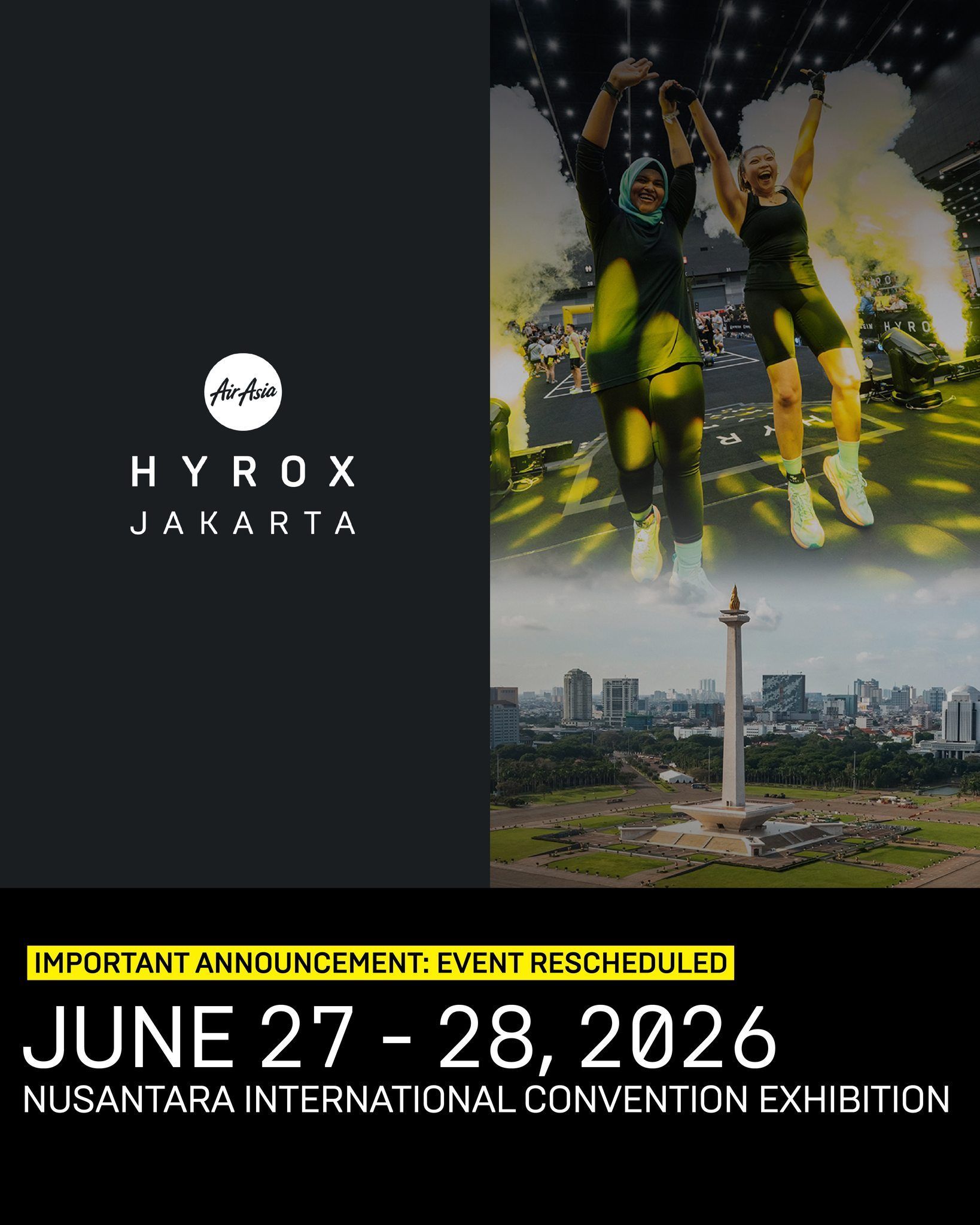 A partnership graphic featuring the Hyrox Awaken logo on the left and a blue and gold NUI 1900 crest on the right.