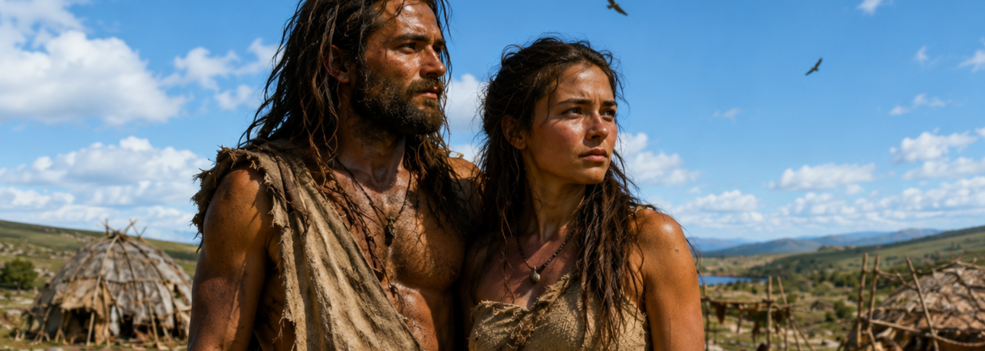 Picture of stone age couple. 