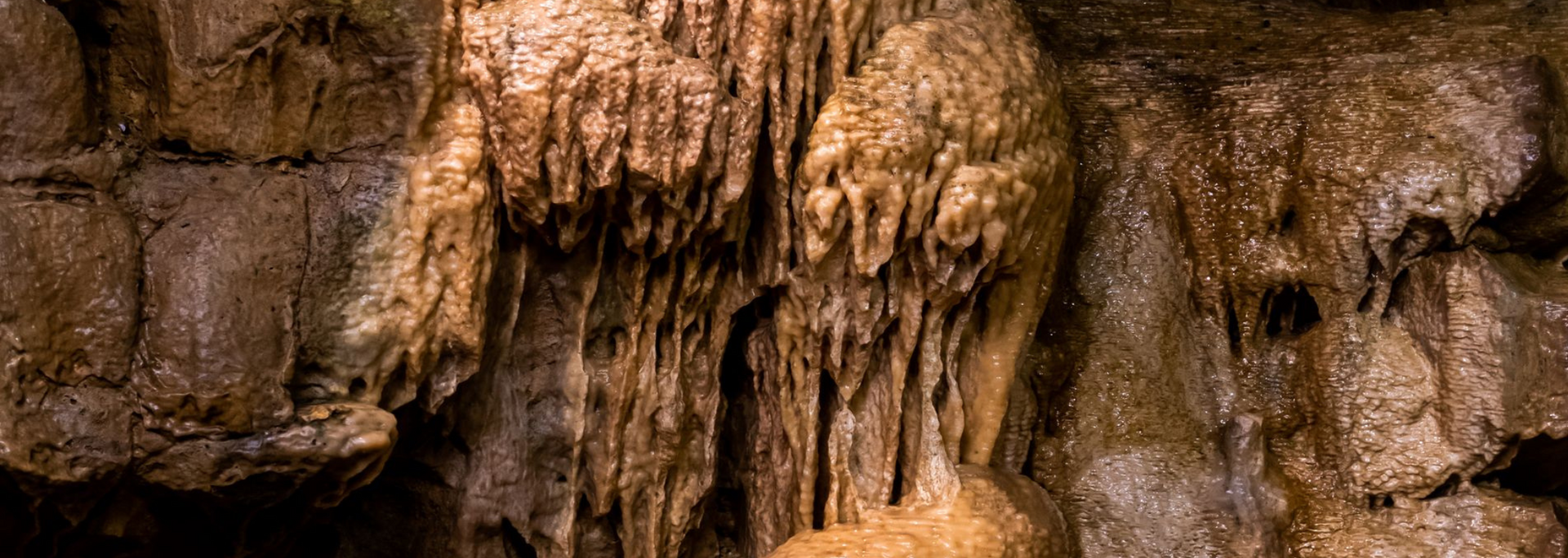 Cave formations in brown and beige hues.