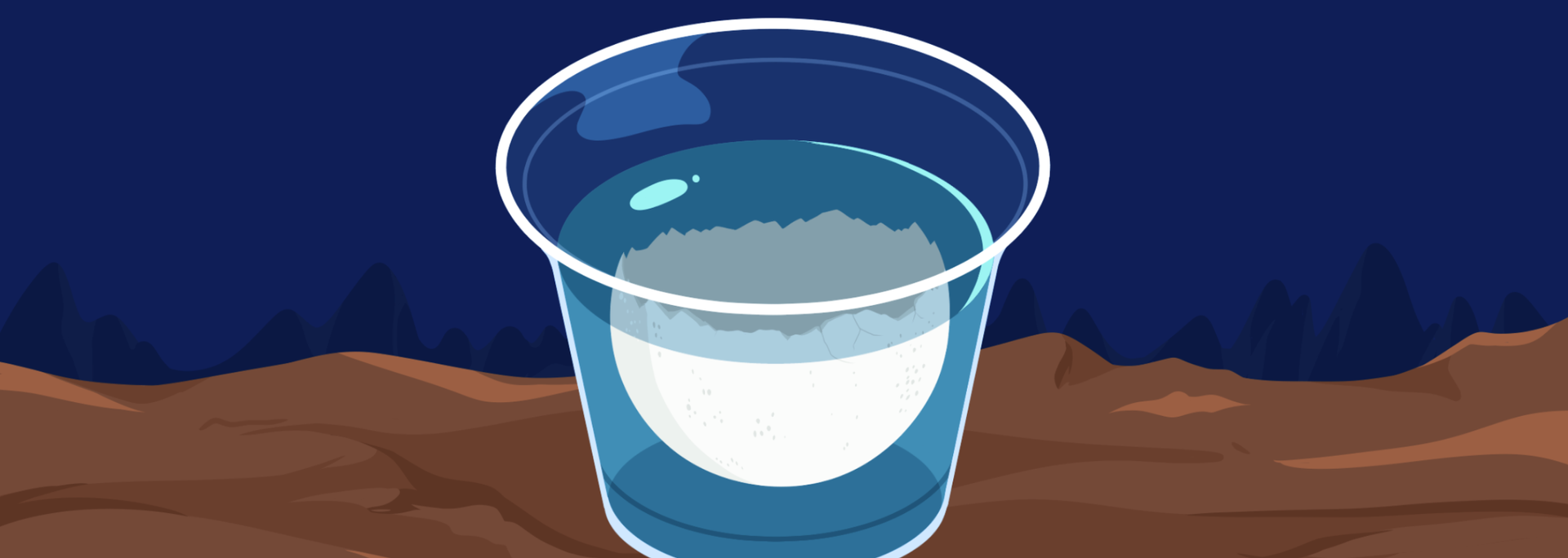 A clear glass filled with a milky liquid rests on an orange surface against a dark blue background.