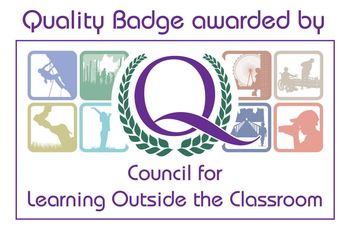 Quality Badge logo from Council for Learning Outside the Classroom: purple 