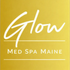 Glow Med Maine logo on gold background; white script "Glow" above "MED MAINE" in sans-serif font.