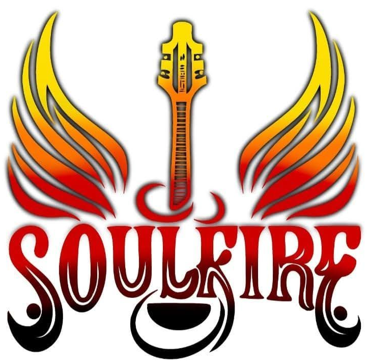 Soulfire logo with red-orange wings and a guitar-shaped flame text on white background