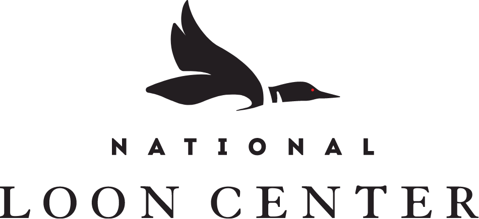 National Loon Center logo with black loon silhouette above the name in black text