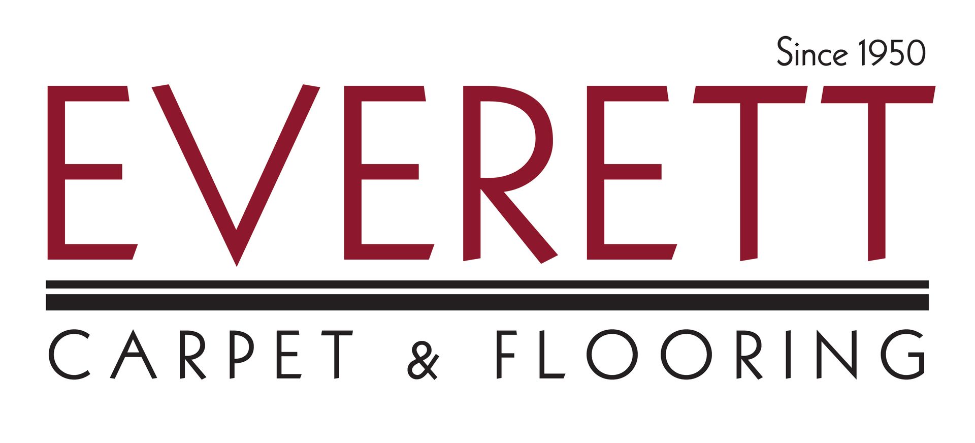 Everett Carpet and Flooring Everett Carpet & Flooring logo with maroon text and “Since 1950” above