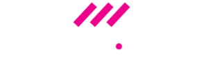 Three magenta diagonal slashes with a small magenta dot below on a white background