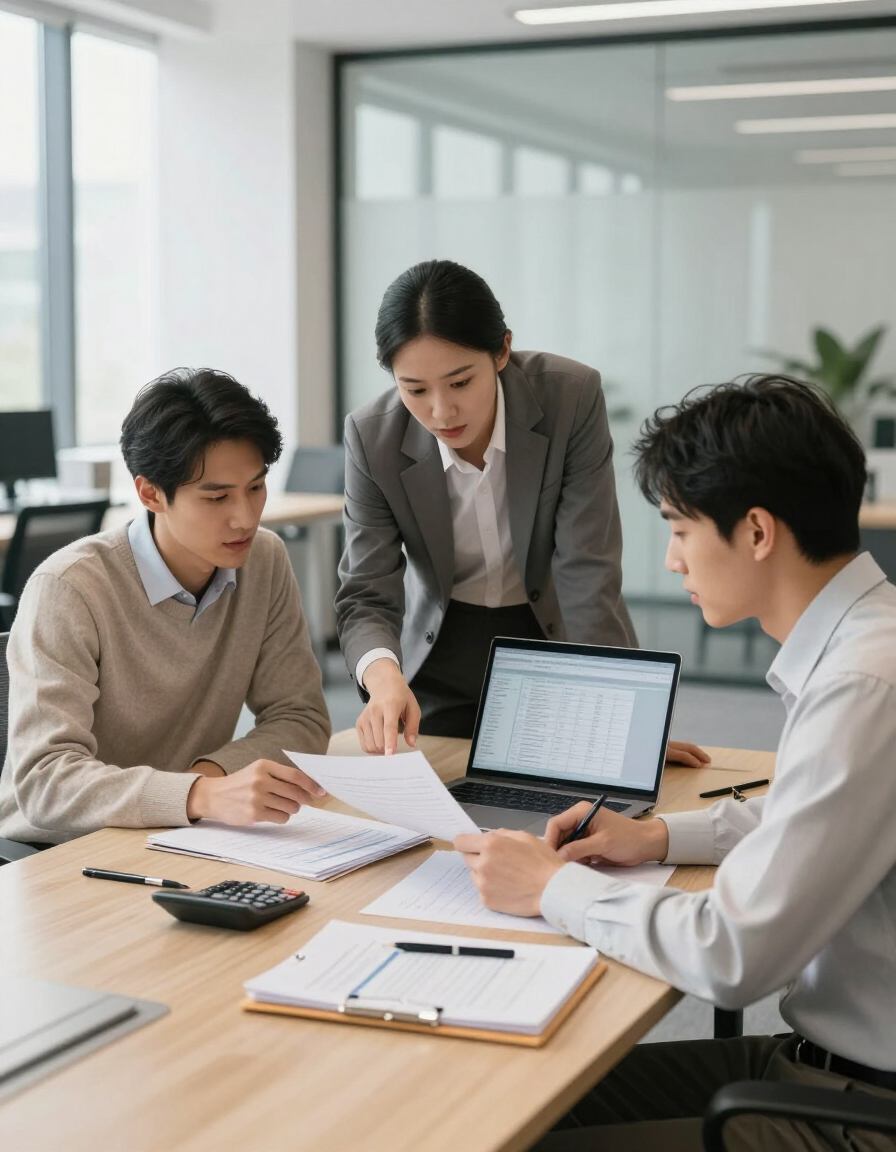 Equipe de contadores trabalhando em escritório moderno