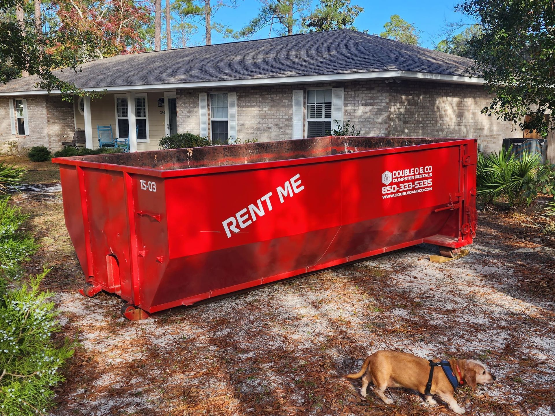 15-yard dumpster from Double O & Co Dumpster Rentals